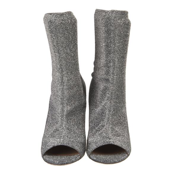 Aquazzura Eclair 105 Silver Lurex Peep Toe Stiletto Booties 36.5 - Picture 3 of 14